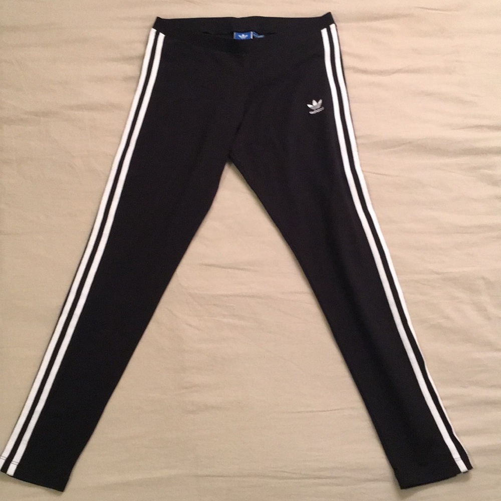 Adidas Tights, Black, 3 stripe, Medium